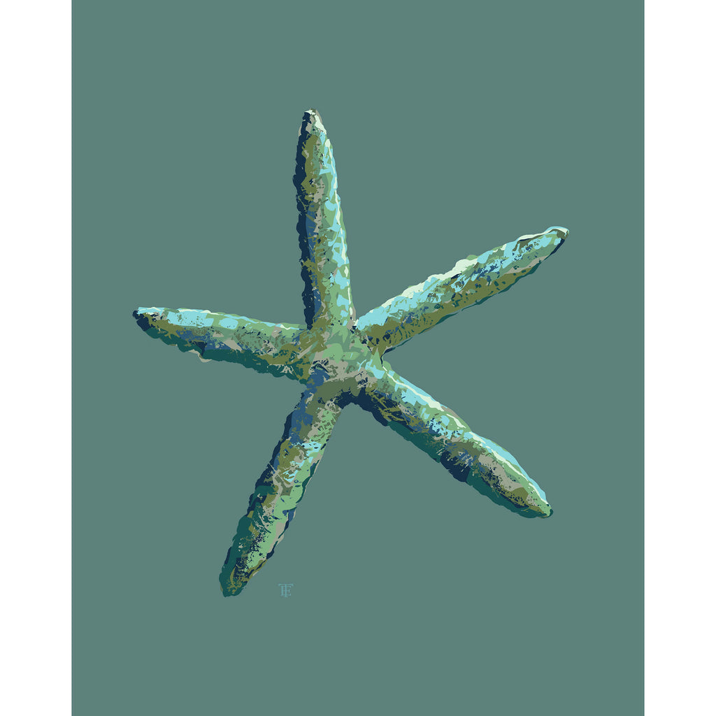 modern green starfish art