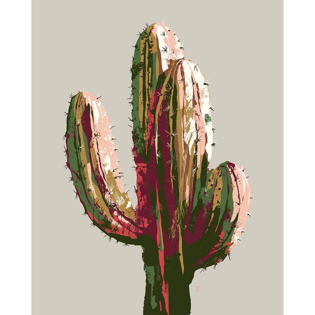 cactus painting in a green and pink Southwestern color palette