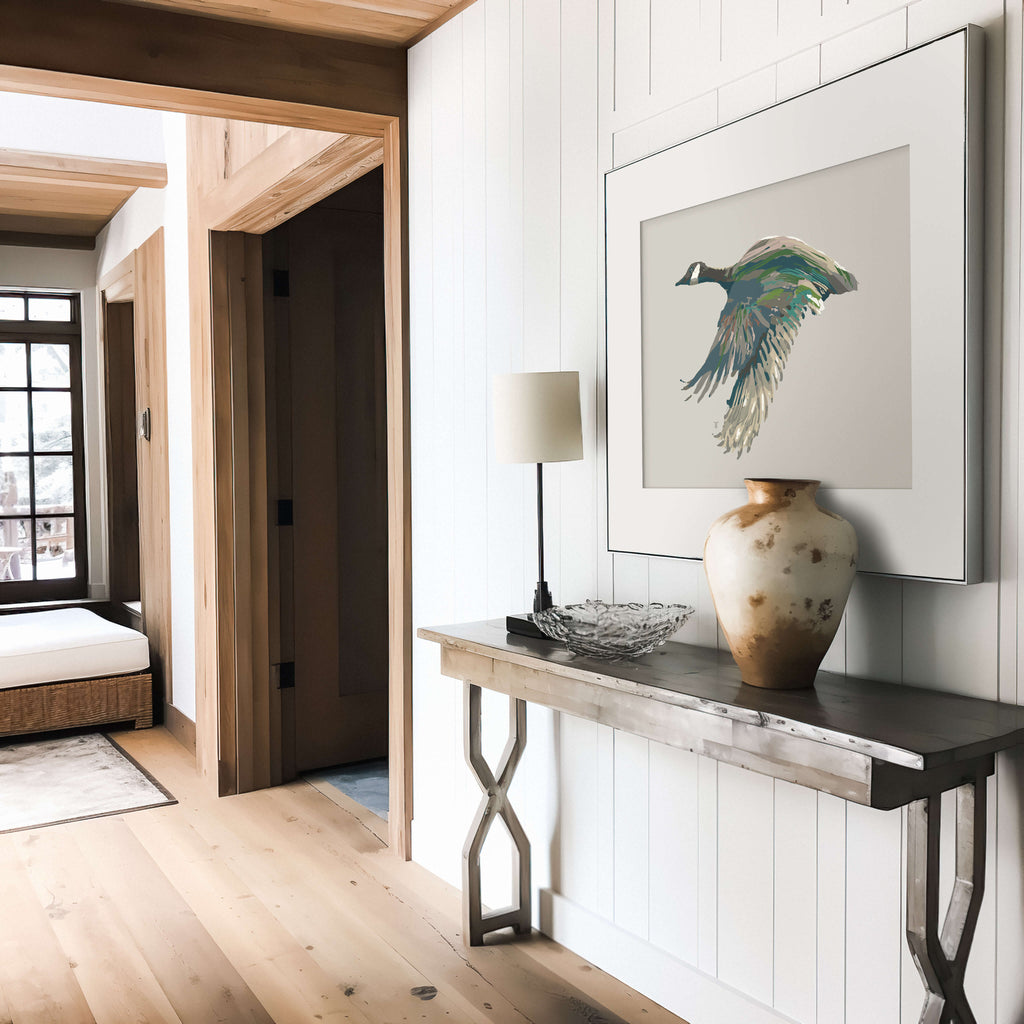 canada goose art in lakehouse decor
