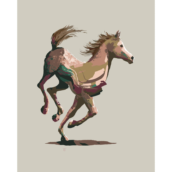 yearling horse imahe on a beige background