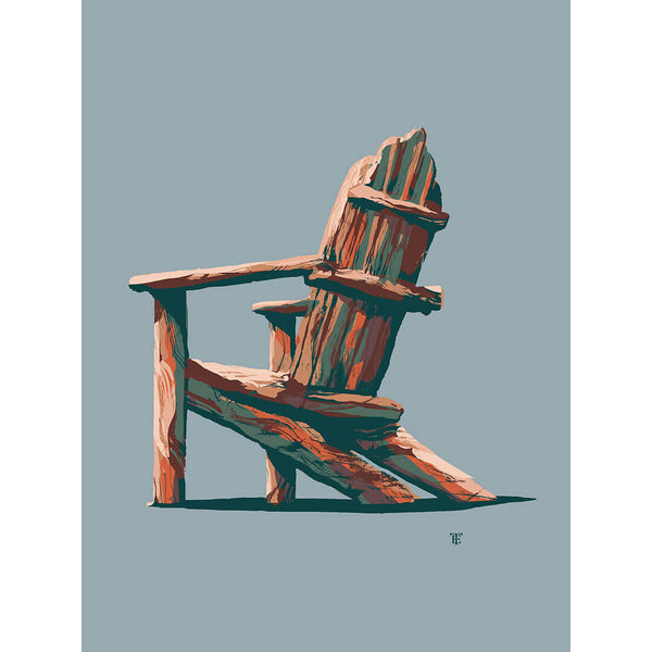 cool adirondack chair art print on blue background