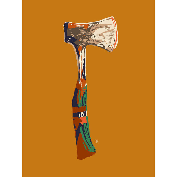 colorful hatchet art print of hand axe