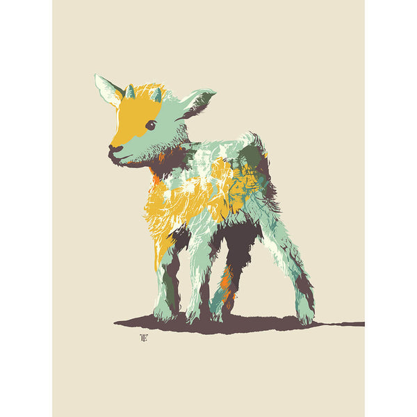 modern baby goat art print colorful