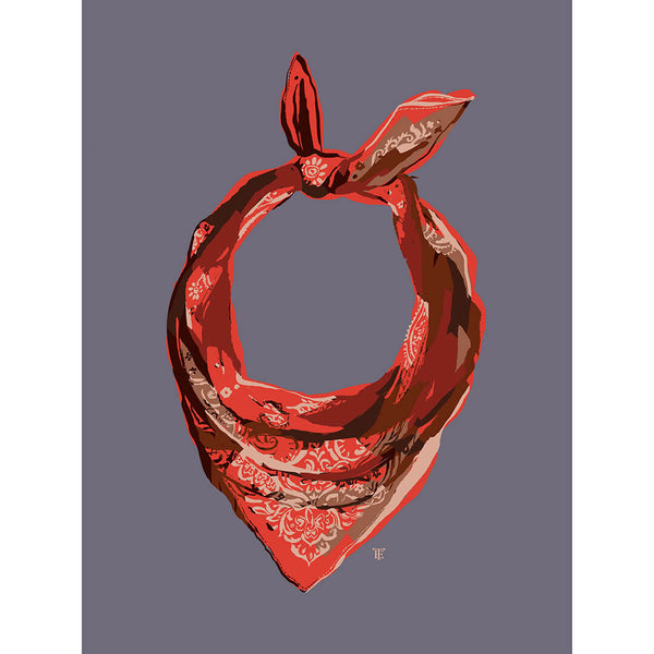 vintage red bandana art print poster