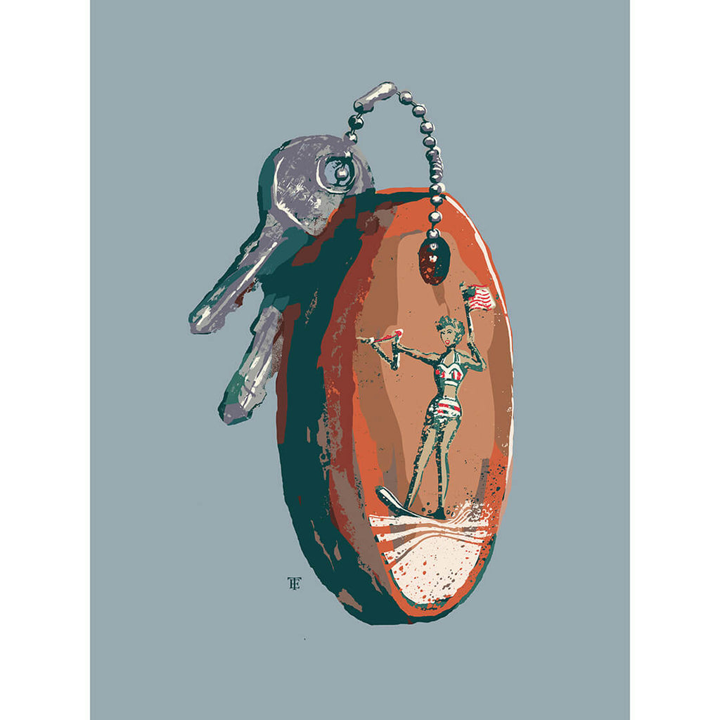 retro floating boat ket art print