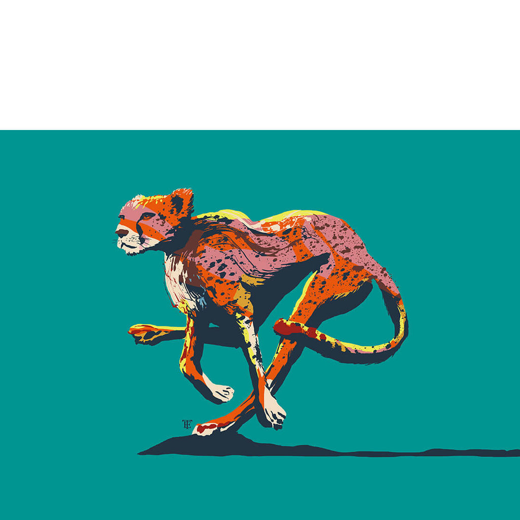 modern chinoiserie cheetah art print - colorful