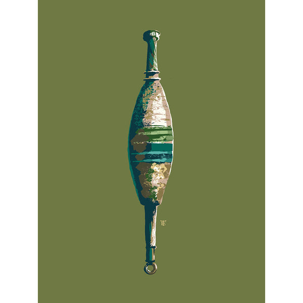 modern art print of antique fishing bobber