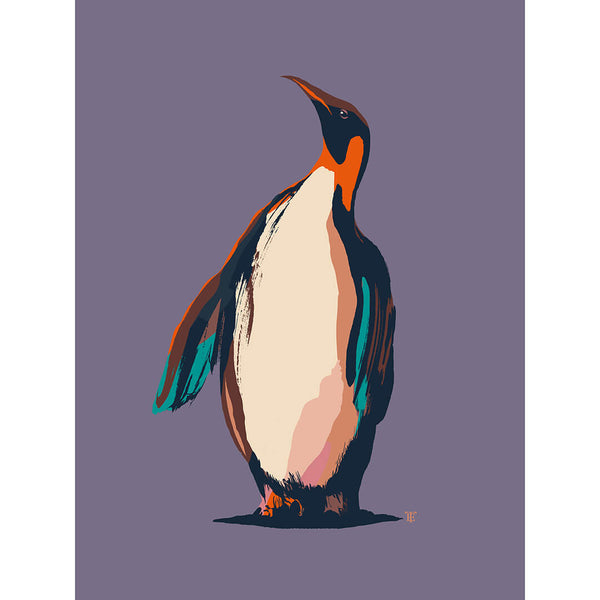 modern penguin art print in funky colors