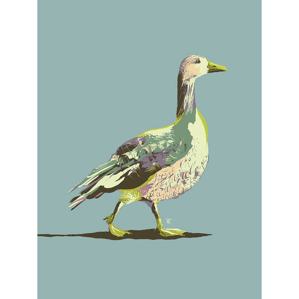 modern farmhouse goose art print - colorful blues, greens