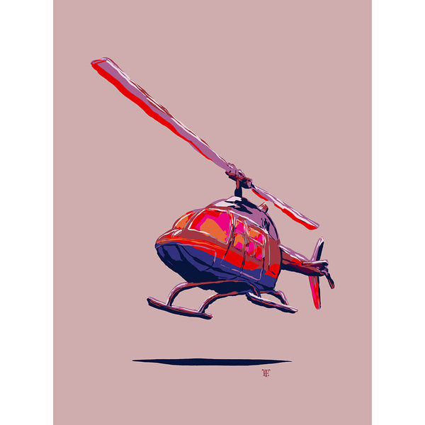 colorful helicopter art print poster