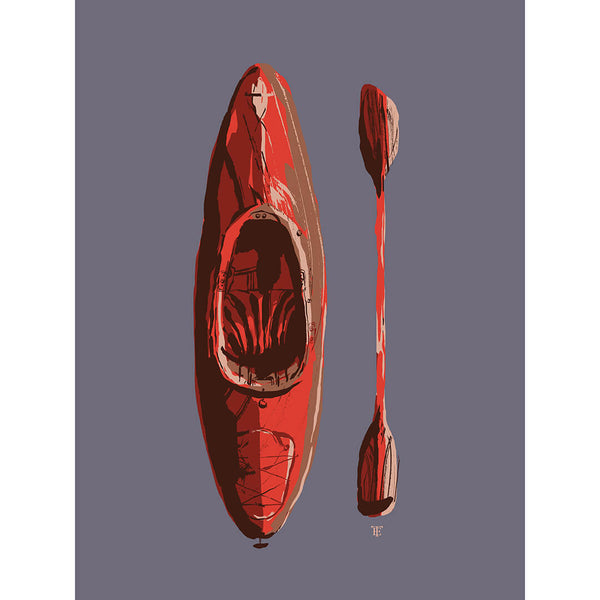 red kayak modern art print poster