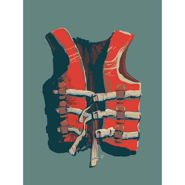 retro ski vest art print