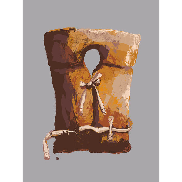 old fishing life jacket art print