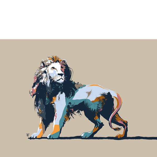 modern lion art print in pop art style