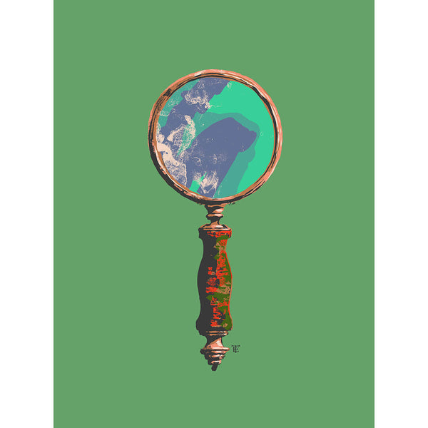 art print of magnifying glass