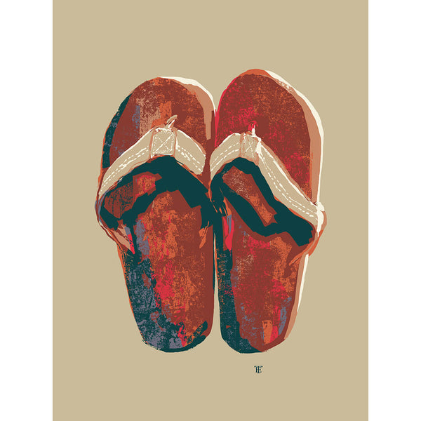 weathered men's flip-flops art print