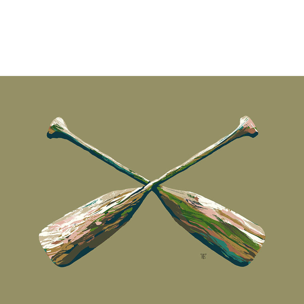 hamptons style crossed oars art print in earth tones