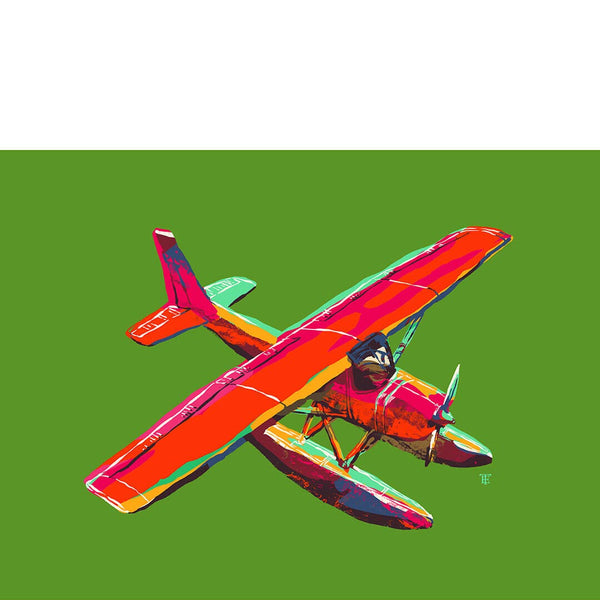 sea plane art print poster colorful