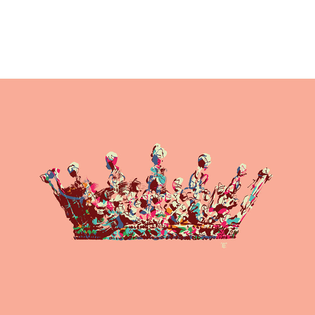 Pop Art princess crown art print in pinks