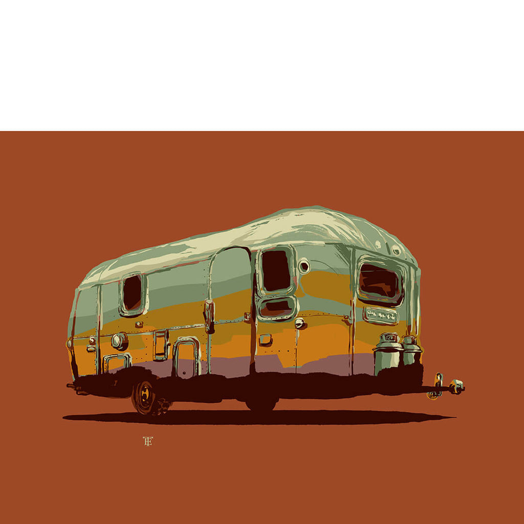 colorful camper RV art print