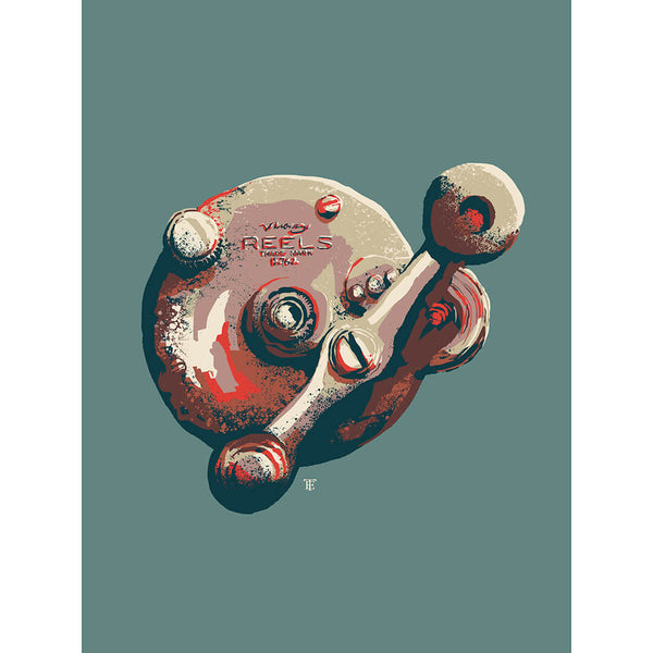 antique fishing reel art print