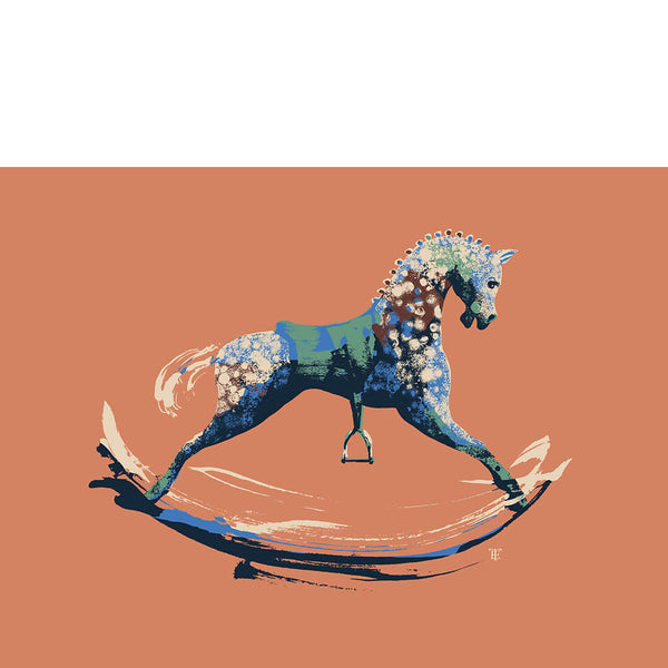 stylish rocking horse art print