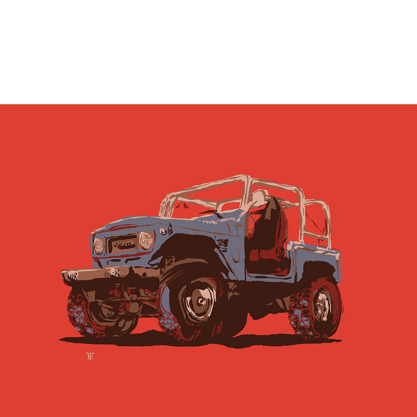 bold-color art print of a vintage SUV