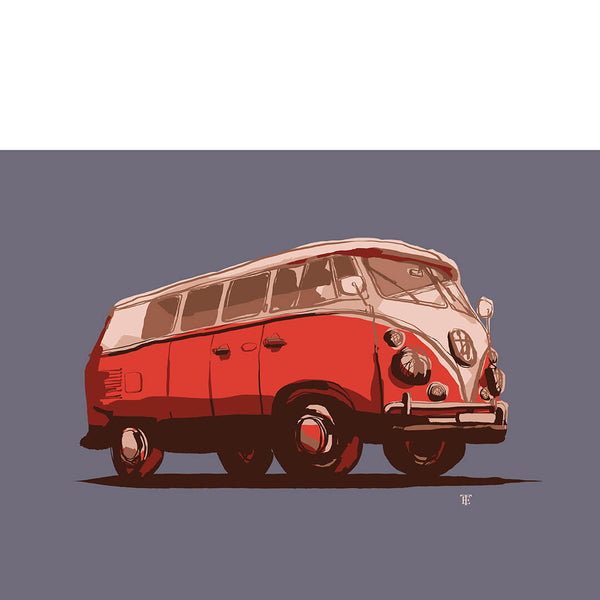 colorful vintage bus van art print