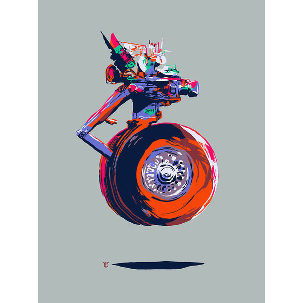 colorful poster of airplane wheels up