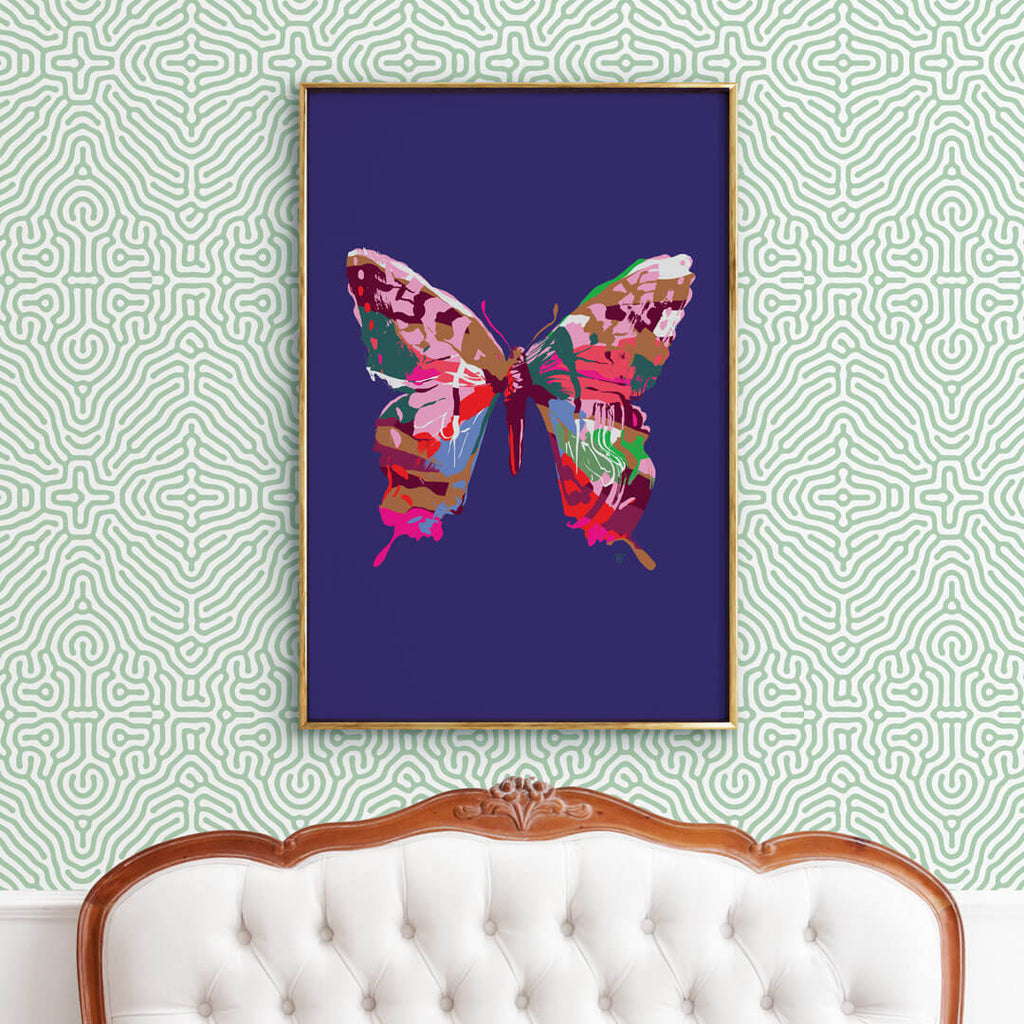 Pop Art butterfly painting in vivid colors