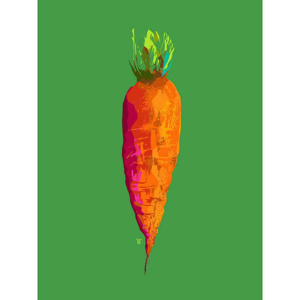 modern carrot art print in bright colors