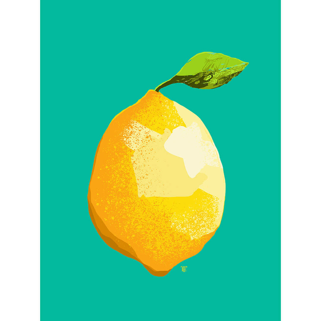 modern lemon art print in bright colors