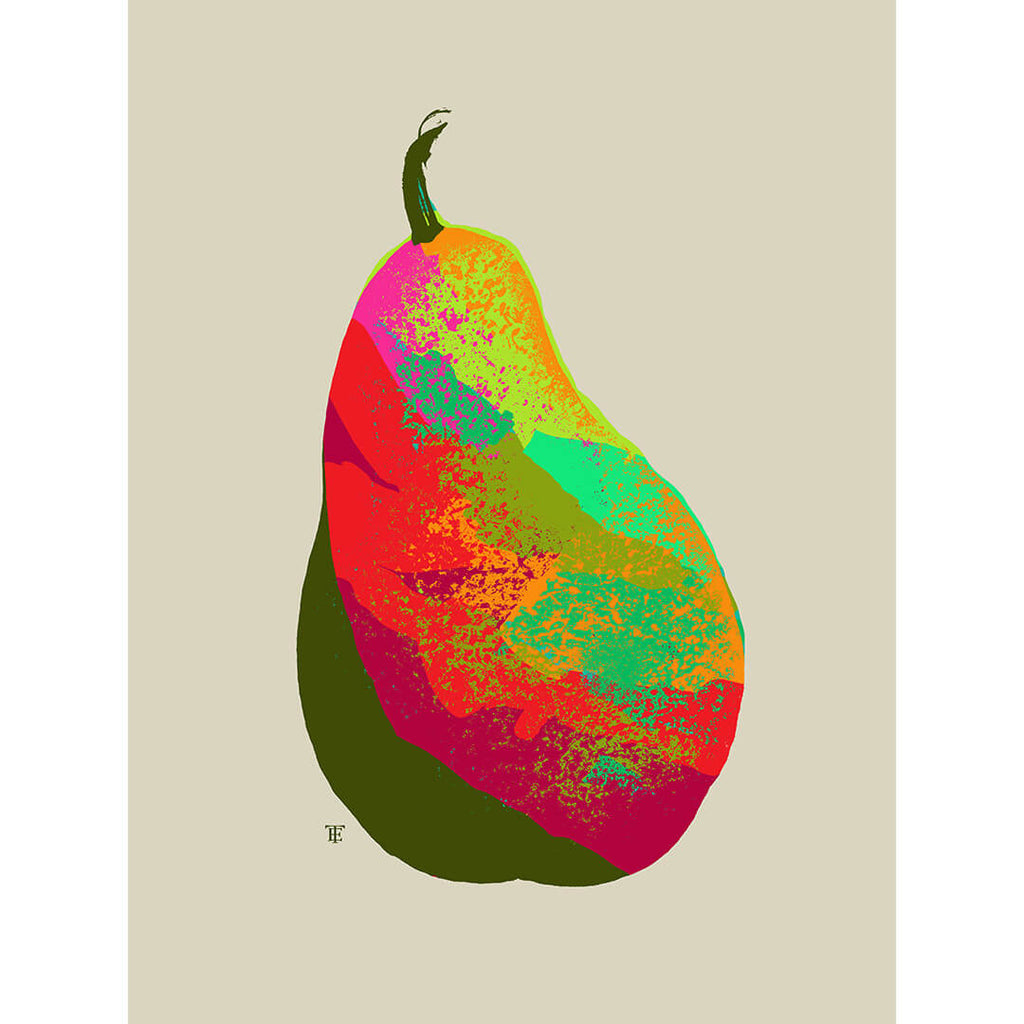 pear wall decor in bright colors
