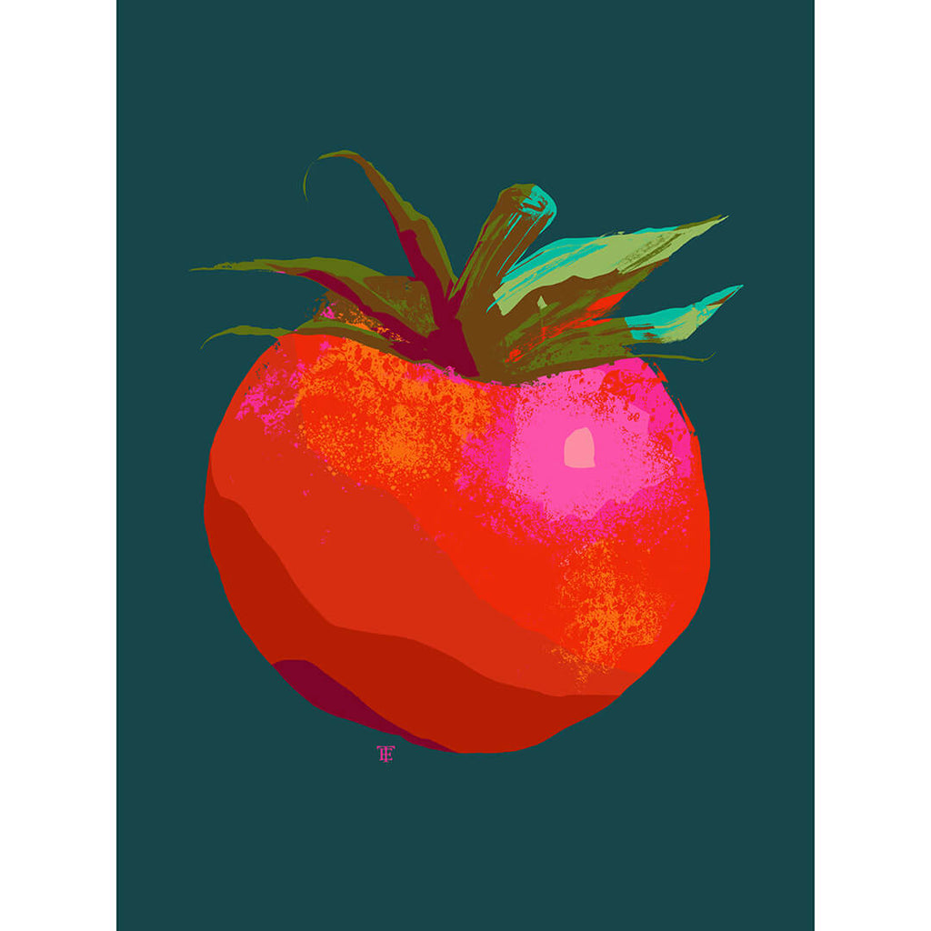 modern tomato art print in bright reds