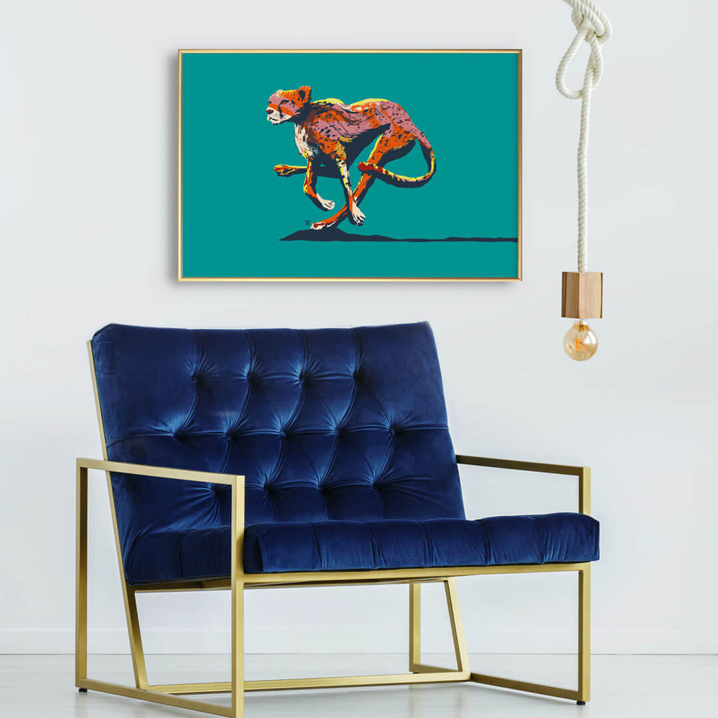modern chinoiserie cheetah art print - colorful