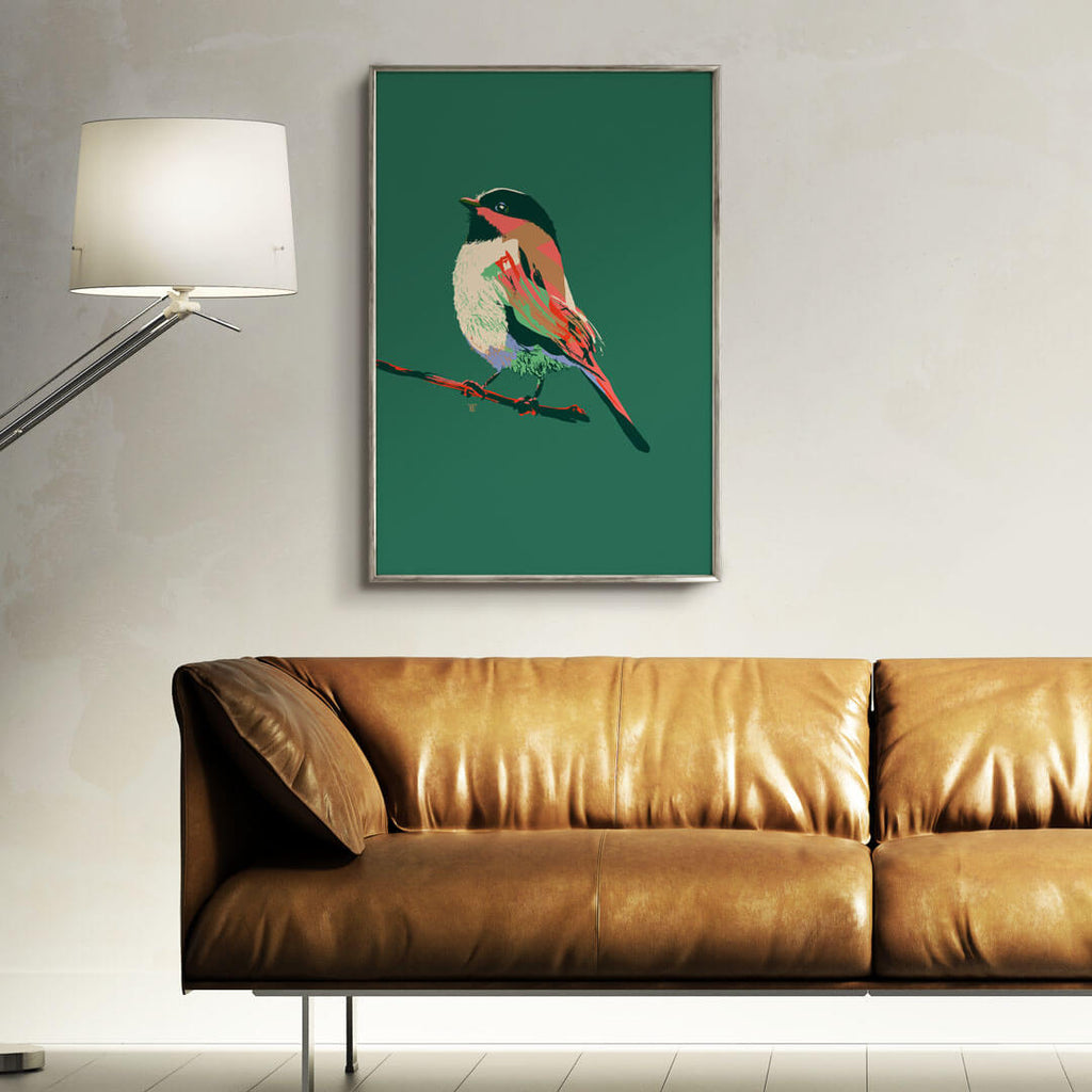 colorful bird poster - chickadee