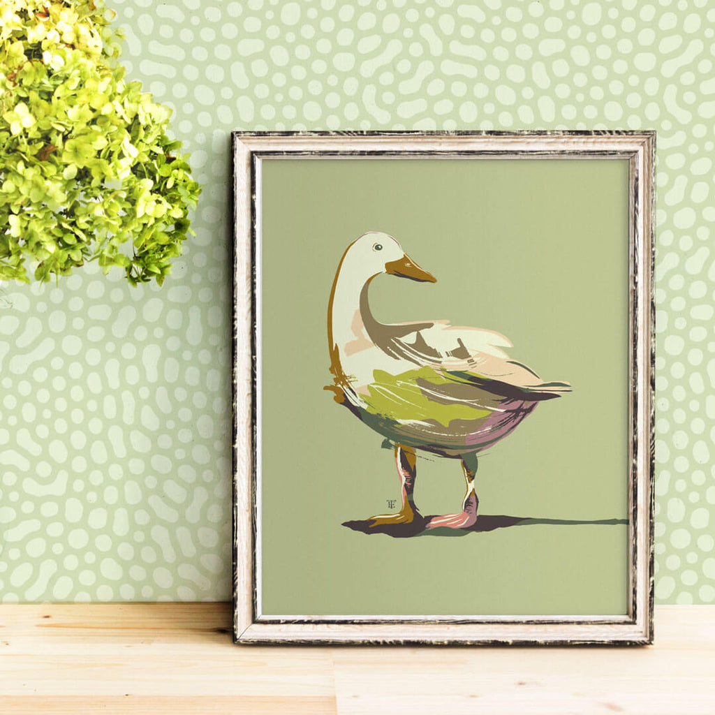 modern farmhouse colorful duck art print painting