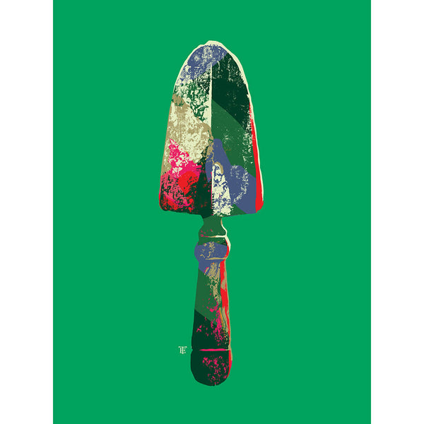 modern gardening spade art print in bold colors