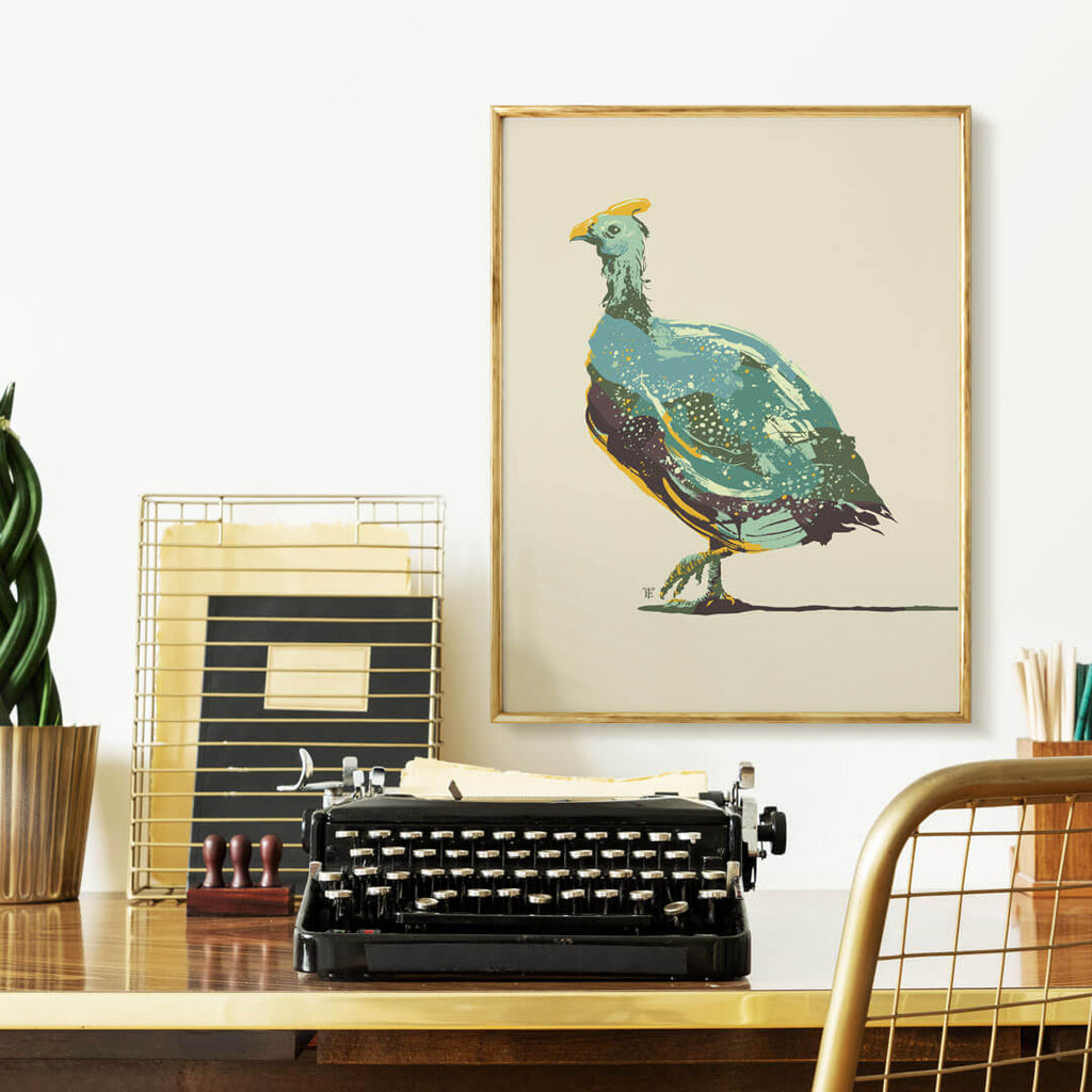 modern guineafowl guinea hen art print - colorful