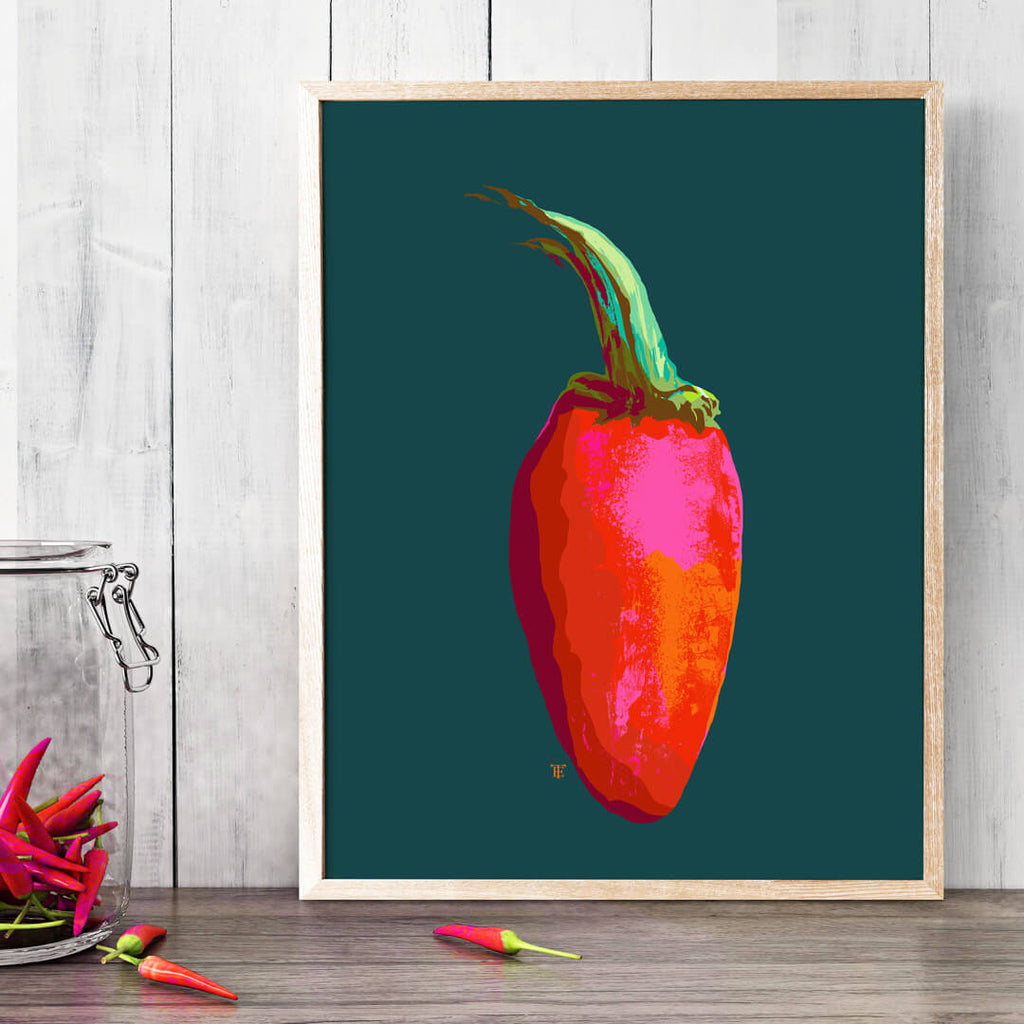 Pop Art Jalapeño painting in bright red