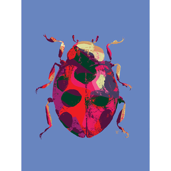 Pop Art ladybug art print in red and blue