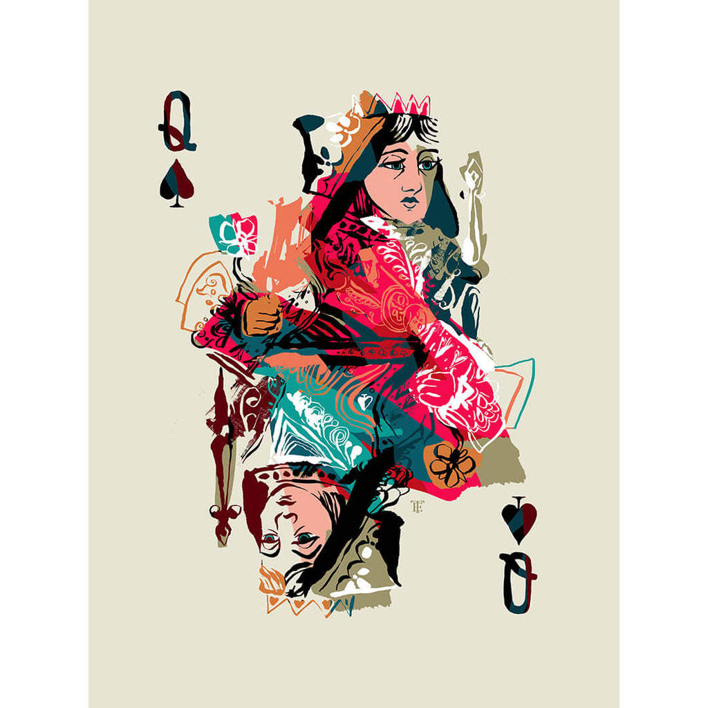 modern queen of spades art print