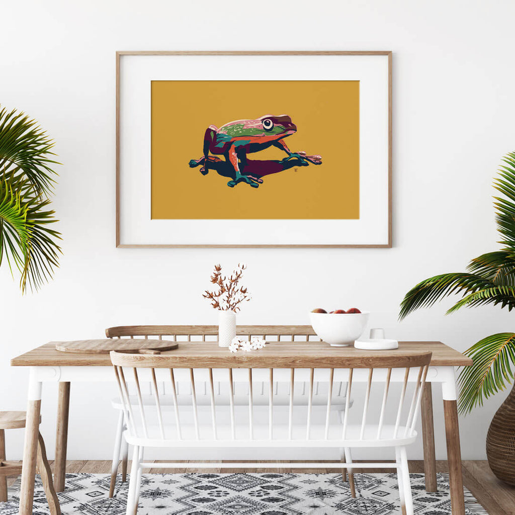 funky stylish tree frog art print - colorful