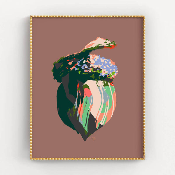modern acorn art print poster