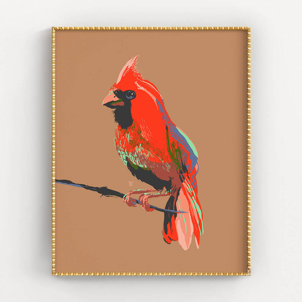 colorful cardinal bird art print