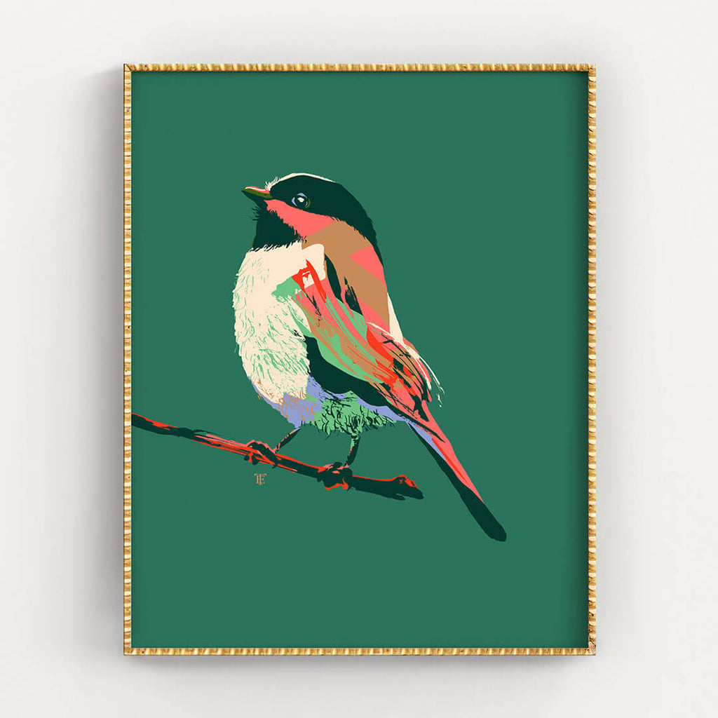 colorful chickadee art print