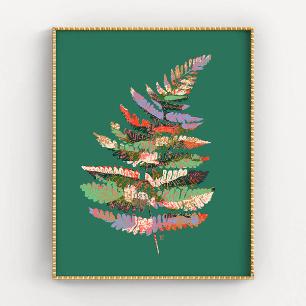 colorful fern leaf art print modern