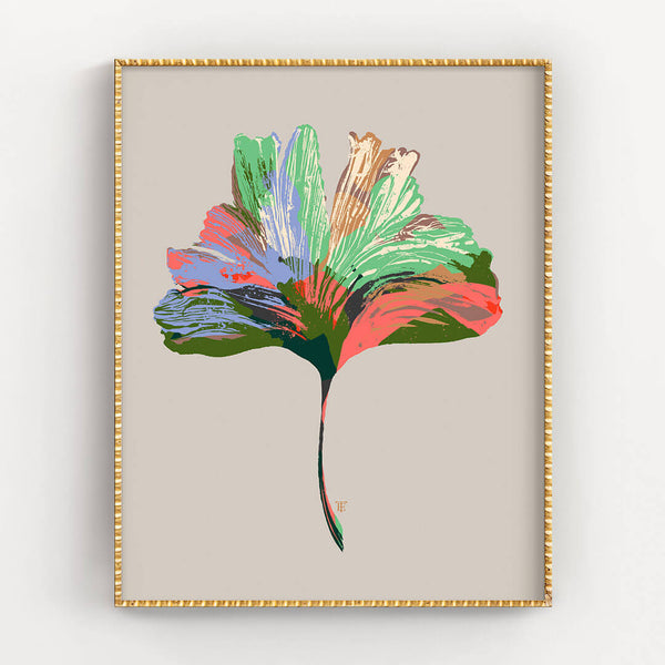 colorful gingko leaf art print