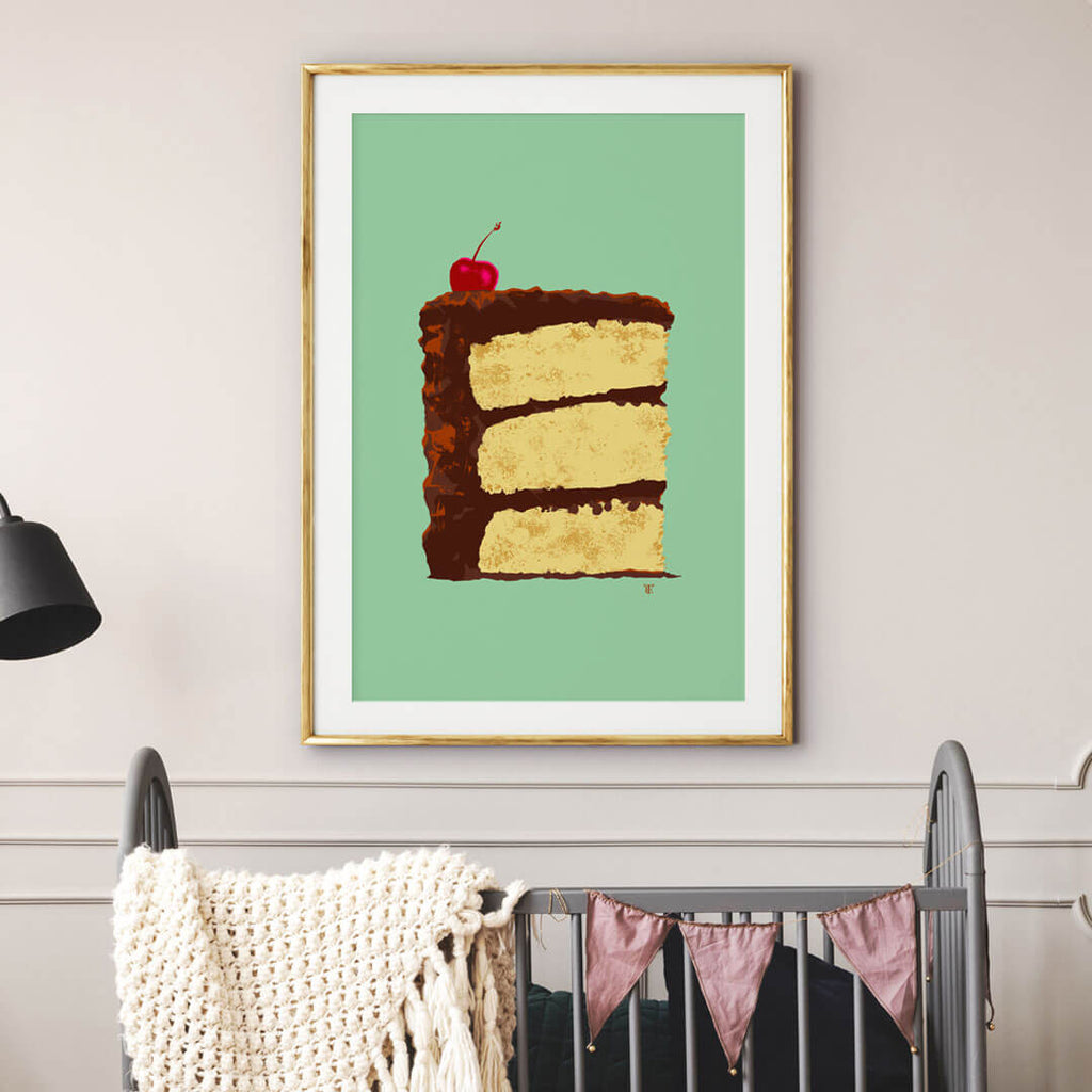 modern chocolate cake art print painting