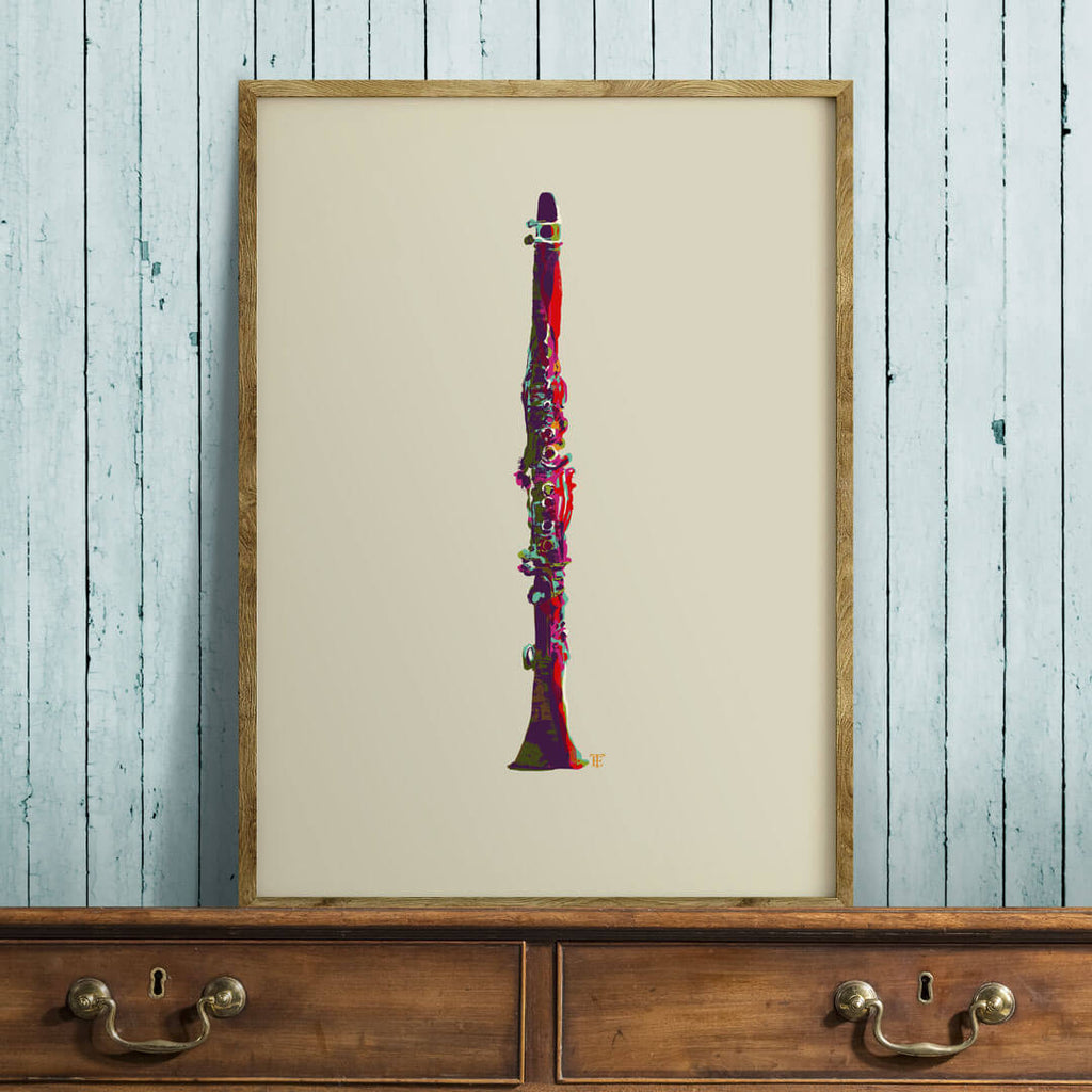 colorful pop art clarinet poster
